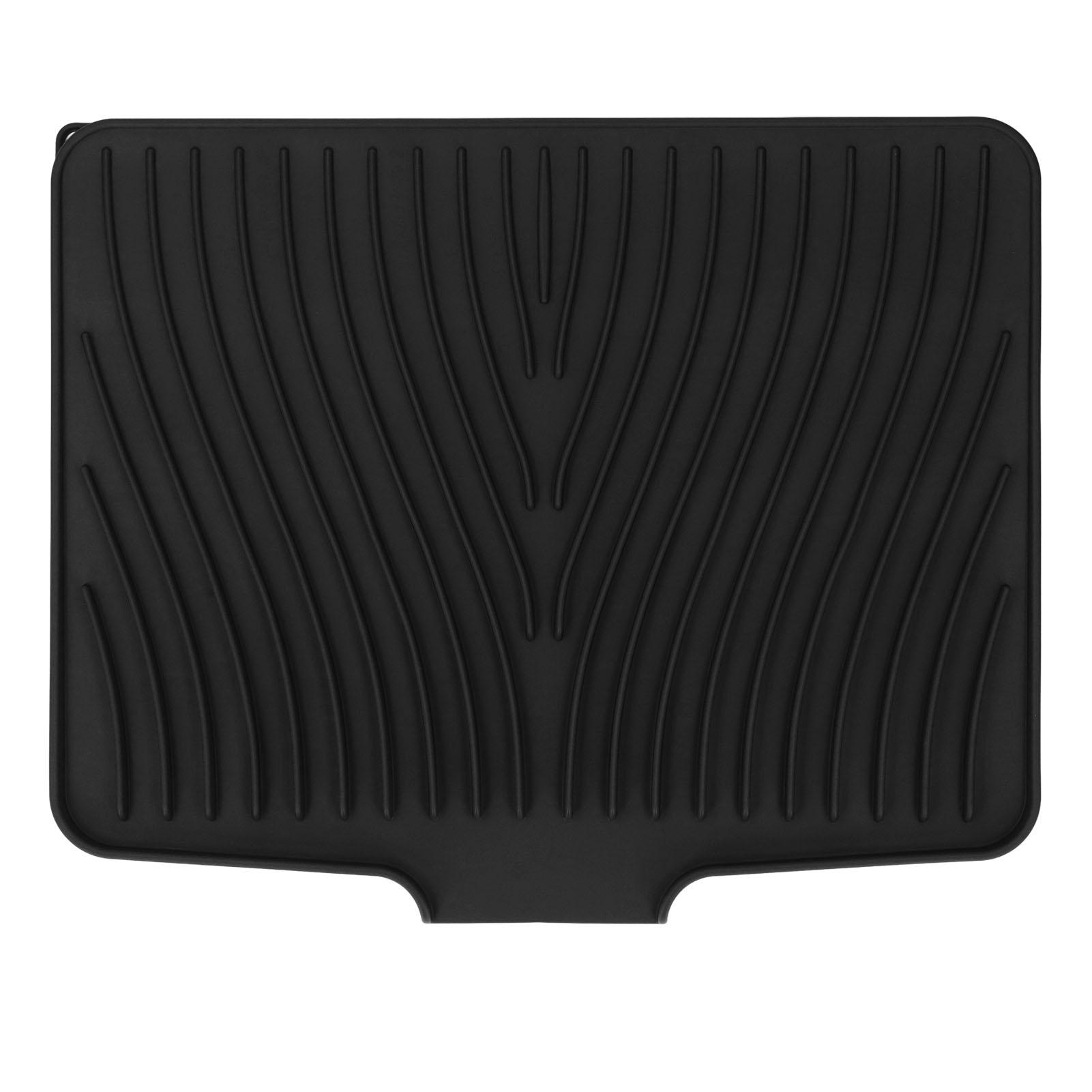 

Коврик для сушки посуды термостойкий противоскользящий силиконовый наклонный коврик для сушки посуды с дренажным бортиком для Black