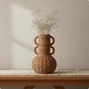 Braided Wicker Vase Handmade Flower Basket Brown Woven Floor for Dried Flowers, Tabletop