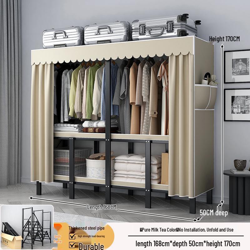 No-Assembly Wardrobe with Drawers: Foldable and Durable for Bedroom or Rental Room
