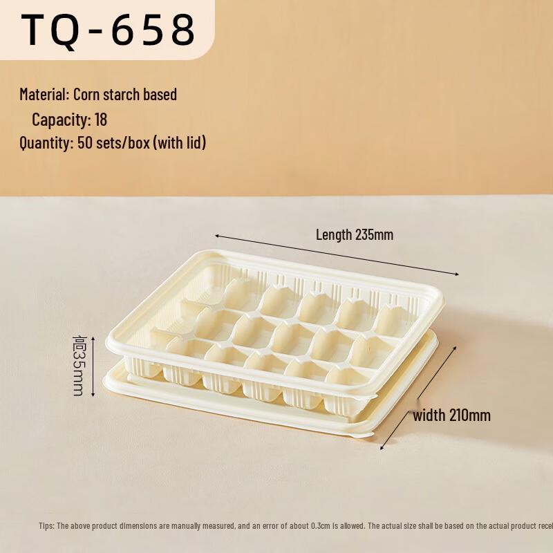 

18-Compartment Disposable Dumpling Container with Lid (50-Pack)