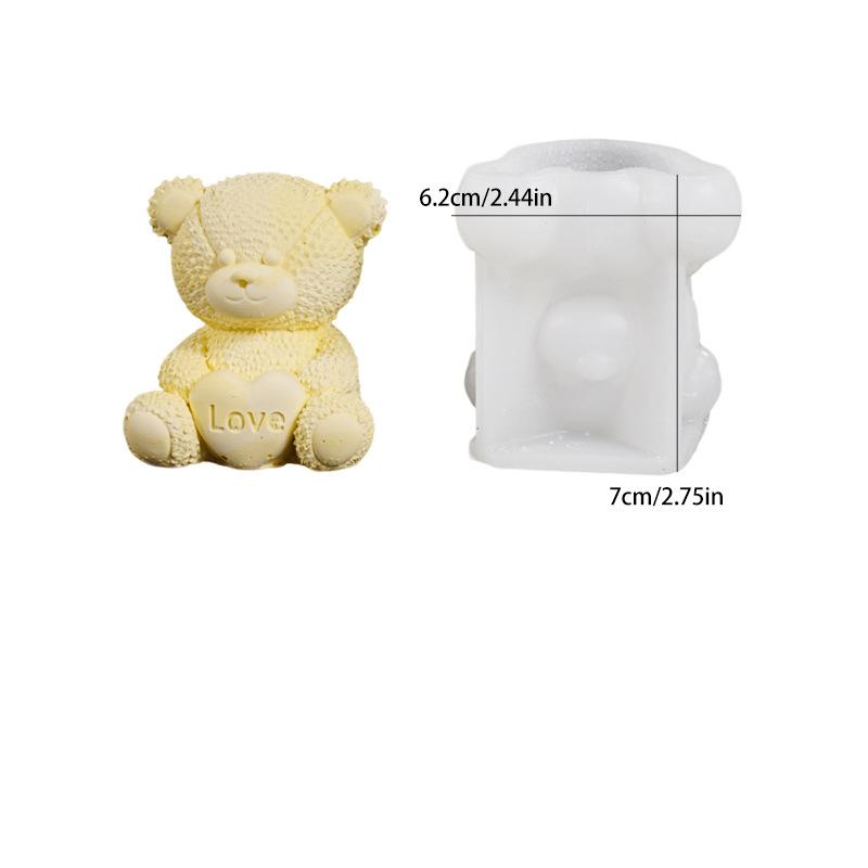 Plush Texture Mold Heart Teddy Bear Candle Mold Bear Candle Mold Flexible For Diy Crafts Candle Making Plaster Crafting