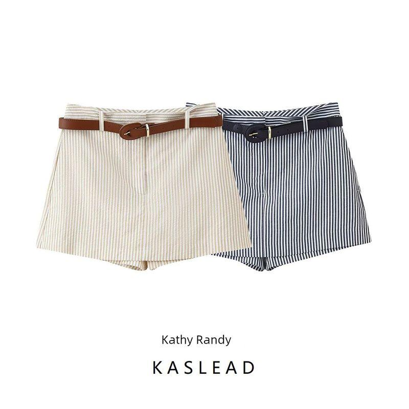 Kaslead New Arrival Women's Clothing Fashion Style Stripes Belt Lightly Mature Casual Culottes 1478110 104