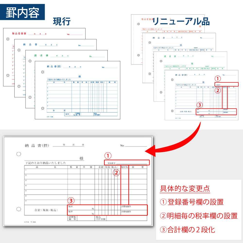 Kokuyo 4-Page Delivery Note with Invoice and Receipt No-Carbon B6 Horizontal 50 Sets U-334