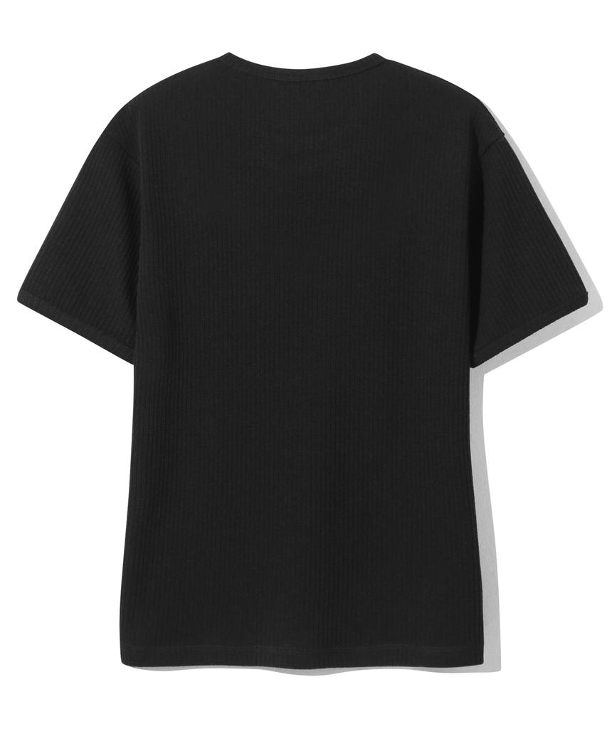 BASEMOMENT Muscle Fit Ribbed T-Shirt Black