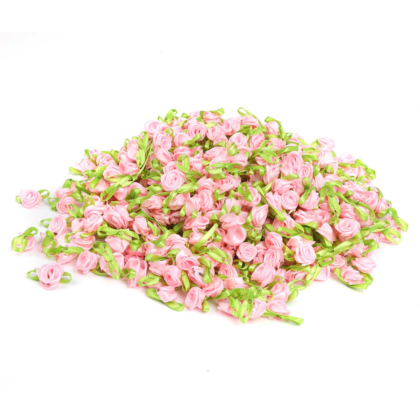 

Цветы ручной работы с листьями Маленькие розы Головной убор Аксессуары для кукол DIY Искусственная лента(розовый ) розовый