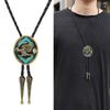 Western Cowboy Bolo Tie with Enamel Eagle Pendant Vintage Adjustable Leather Cord Necktie Necklace for Men and Women