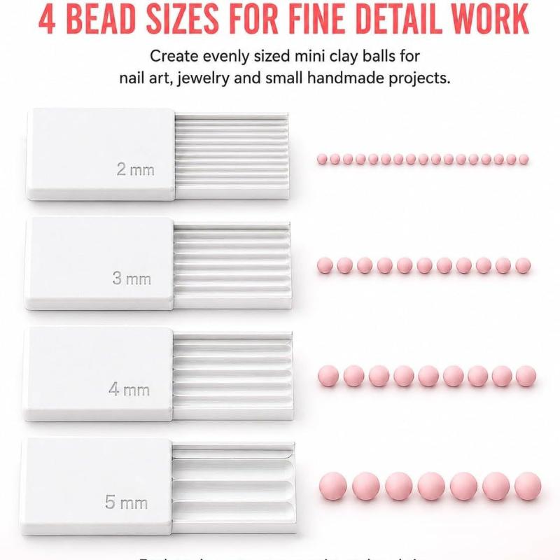 Nagelkunst Perlenroller 4-teiliges Set 3D-Druck Ton Gel Ball Herstellungswerkzeug 2-5 mm Größen für Maniküre zu Hause Tägliche Anwendung