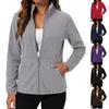 Women's Long Sleeve Zip-Up Collared Jacket, Casual Outerwear for Fall and Winter