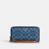 Long Zip Around Wallet In Signature Denim Gold Indigo
