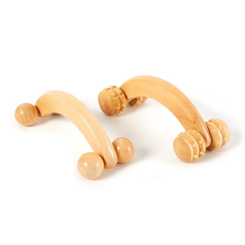 1PC Wooden Handheld Body Roller 4 Wheels Balls Massager Arm Leg Back Foot Hand Neck Shoulder Muscle Pain Relief Massage Tool