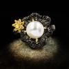 New Jewelry Original Design of Baroque Pearl Ring, Noble Craftsmanship  Two Colors of Flowers