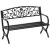 Banco de Jardim 127L x 60W x 85A cm com Revestimento em Pó para Pátio Quintal, Aço-Preto