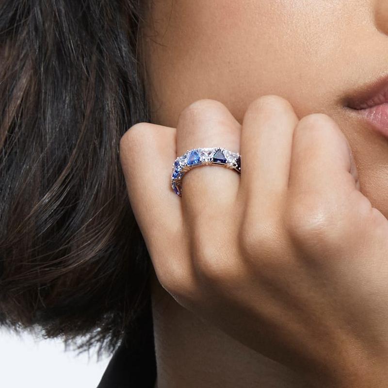 Swarovski Millenia Cocktail Triangular Cut Crystal Ring Women's Blue 5608527