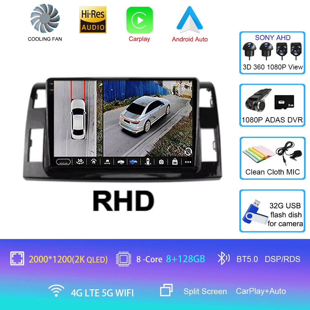 Android 14 For Toyota Previa 3 III XR50 Estima 2006 - 2019 Multimedia Blu-ray QLED Screen Navigation GPS No 2 Din Player