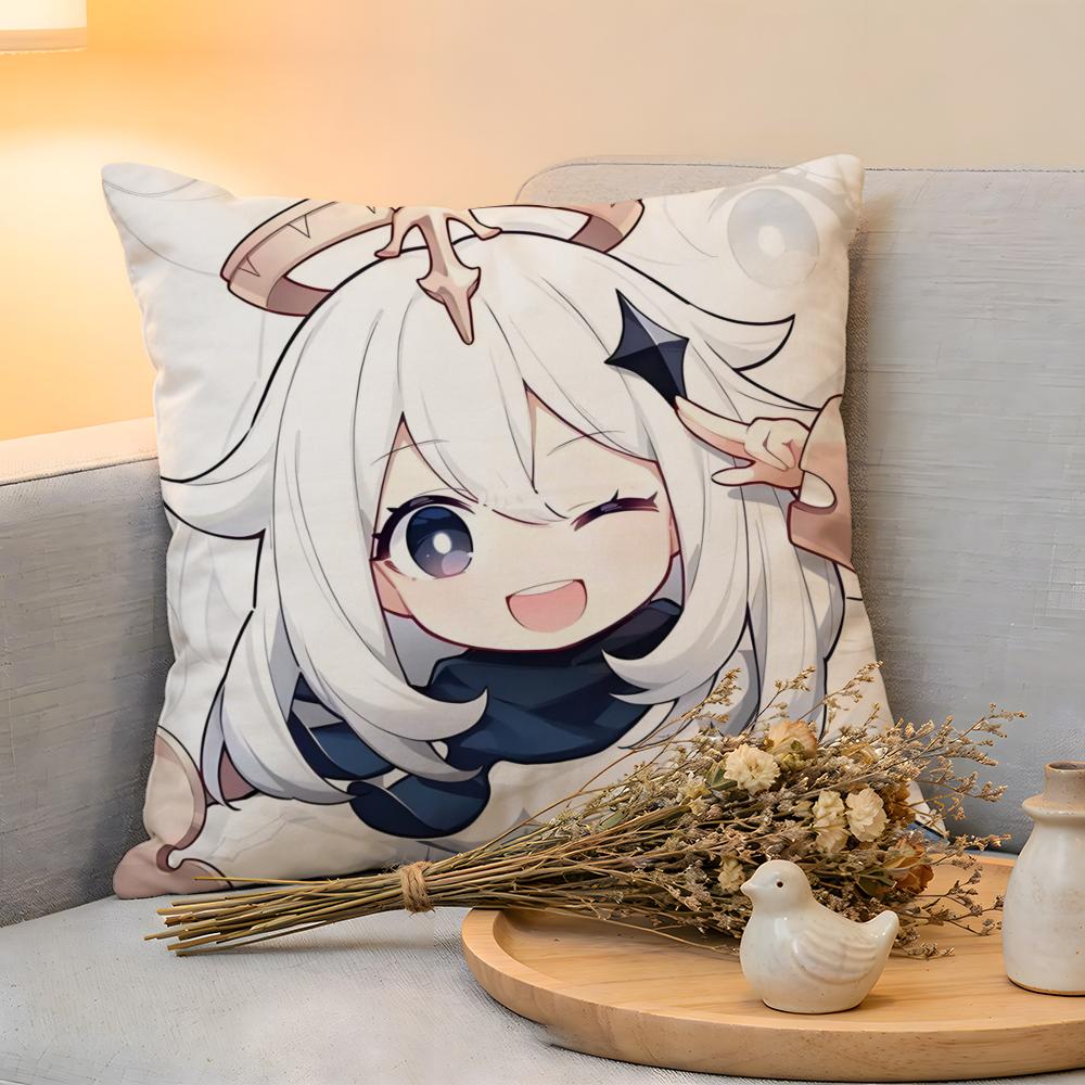 Cushion Cover  Linen  SkinFriendly Soft Decorative Case For Sofa Home Decor Cartoon Honkai Impact Cute Pillow Cover