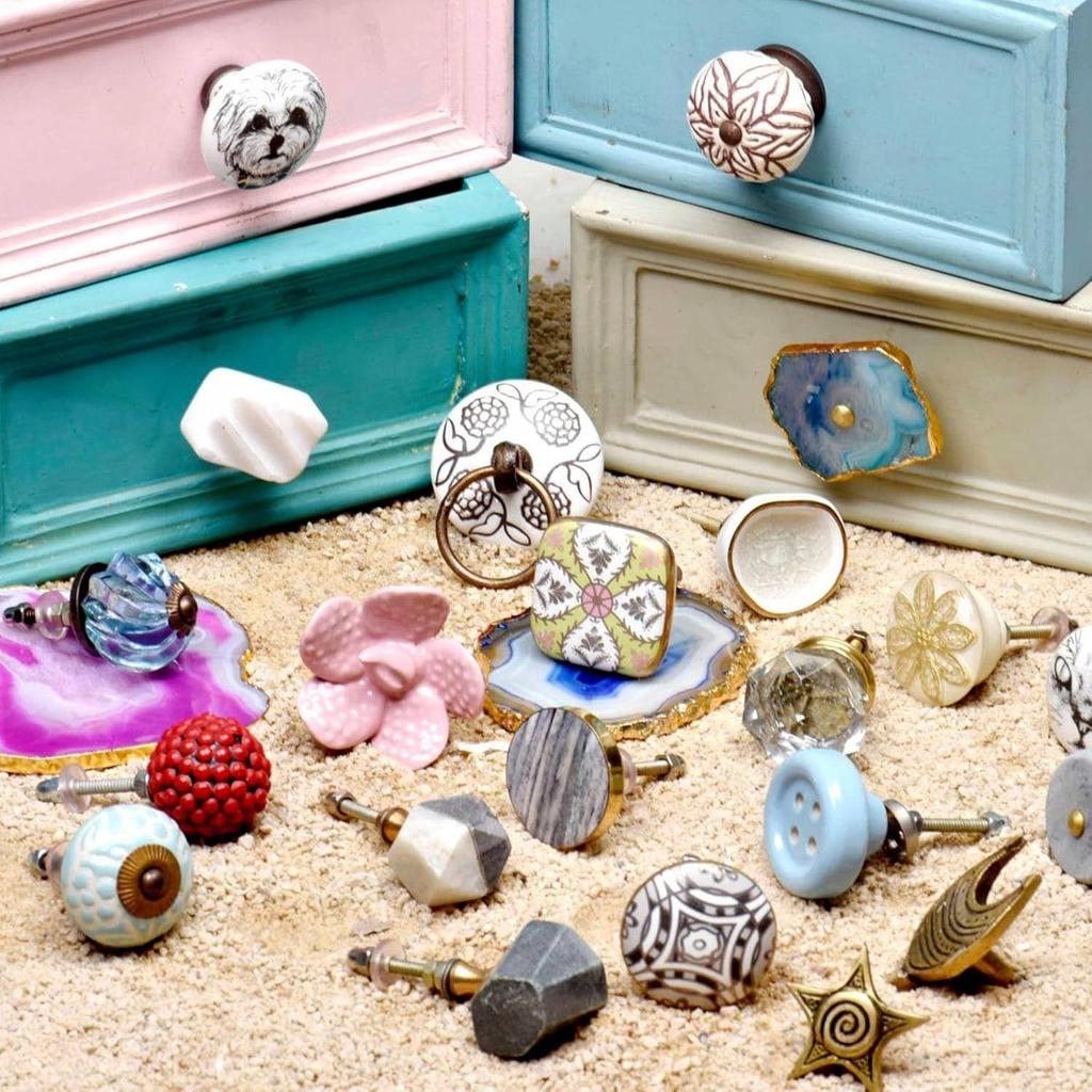 4 Piece Multicolor Squirrel Flat Ceramic Drawer Knobs for Kitchen Cabinet Hardware Door Pulls Decorative Dresser Premium Craftsmanship