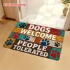 1pc, 2D Flat Printing Dog Welcome Human Tolerance Entry Mat, Non-Slip Machine Washable Easy Clean Polyester Carpet, Suitable for Home And Outdoor Deco