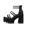Sommer PVC Sandalen Plattform Frauen Blockabsatz Außerhalb Füße Schuhe Sommer Zurück Reißverschluss Hohe Qualität