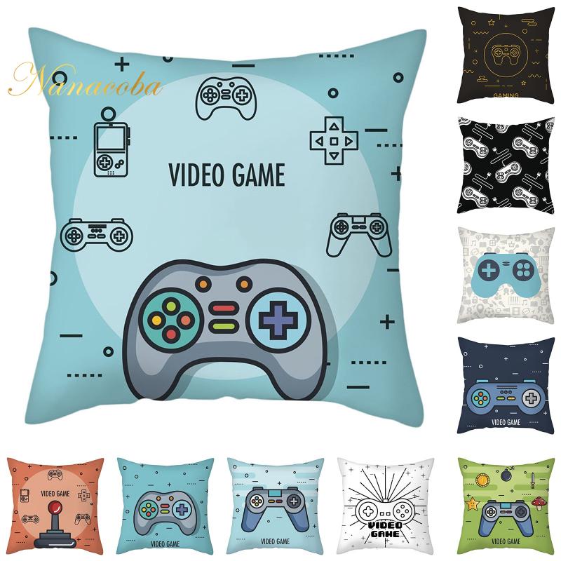 New Game Lover Modrý Potah na polštář Klávesnice Rukojeť Headset Throw Pouzdro na polštář Herní křeslo Dekor do auta Ochrana pasu na polštář