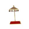 Metal Umbrella Chhatra with Hanging Crystals for God Idol, Car Dashboard/Office Desk/Table/Home Decor Showpiece, Chatri Aasan