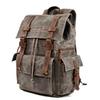 European Retro Double Shoulder Backpack - Waxed Canvas & Genuine Leather for Travel, Outdoor, and Casual Use