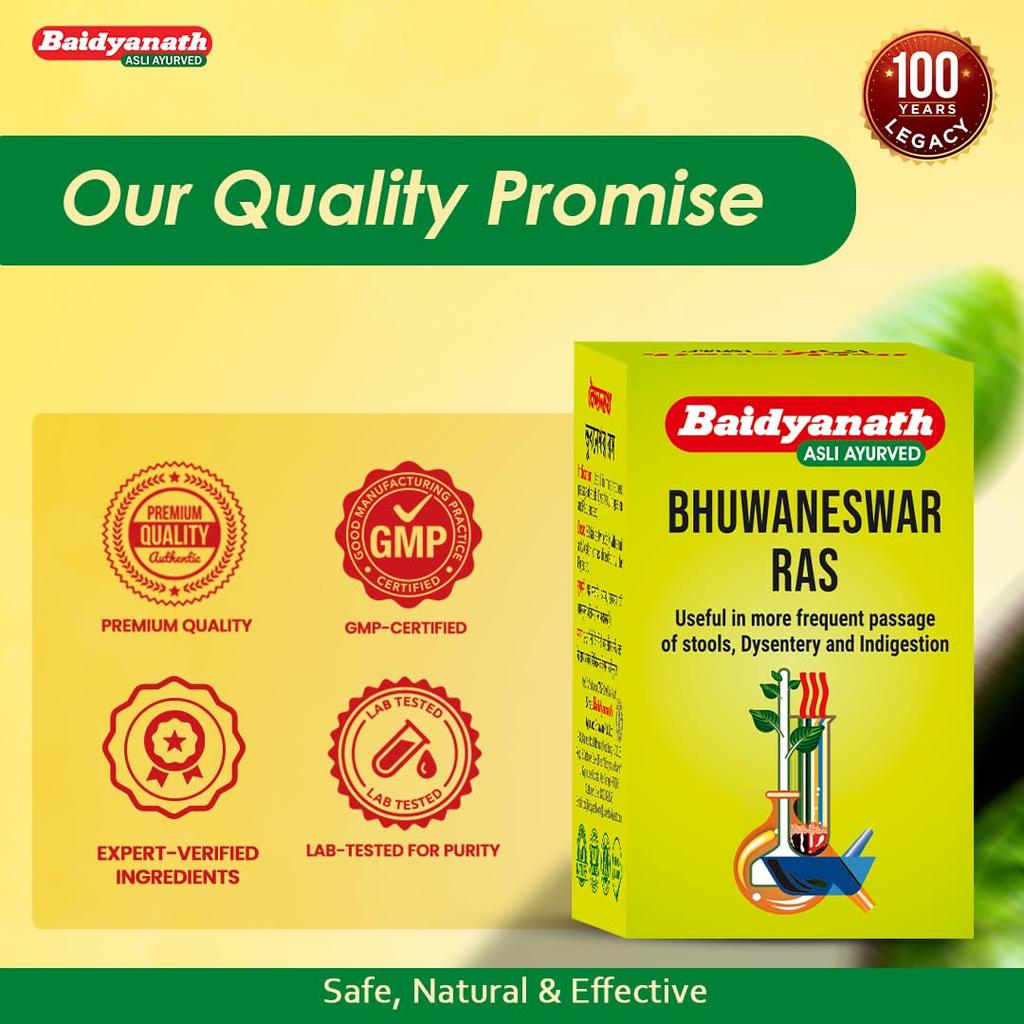 Baidyanath Bhuwaneswar Ras 30 Tablets For Digestive Health And Stomach Wellness | Herbal Ayurvedic Supplement For Daily Gut Balance Support