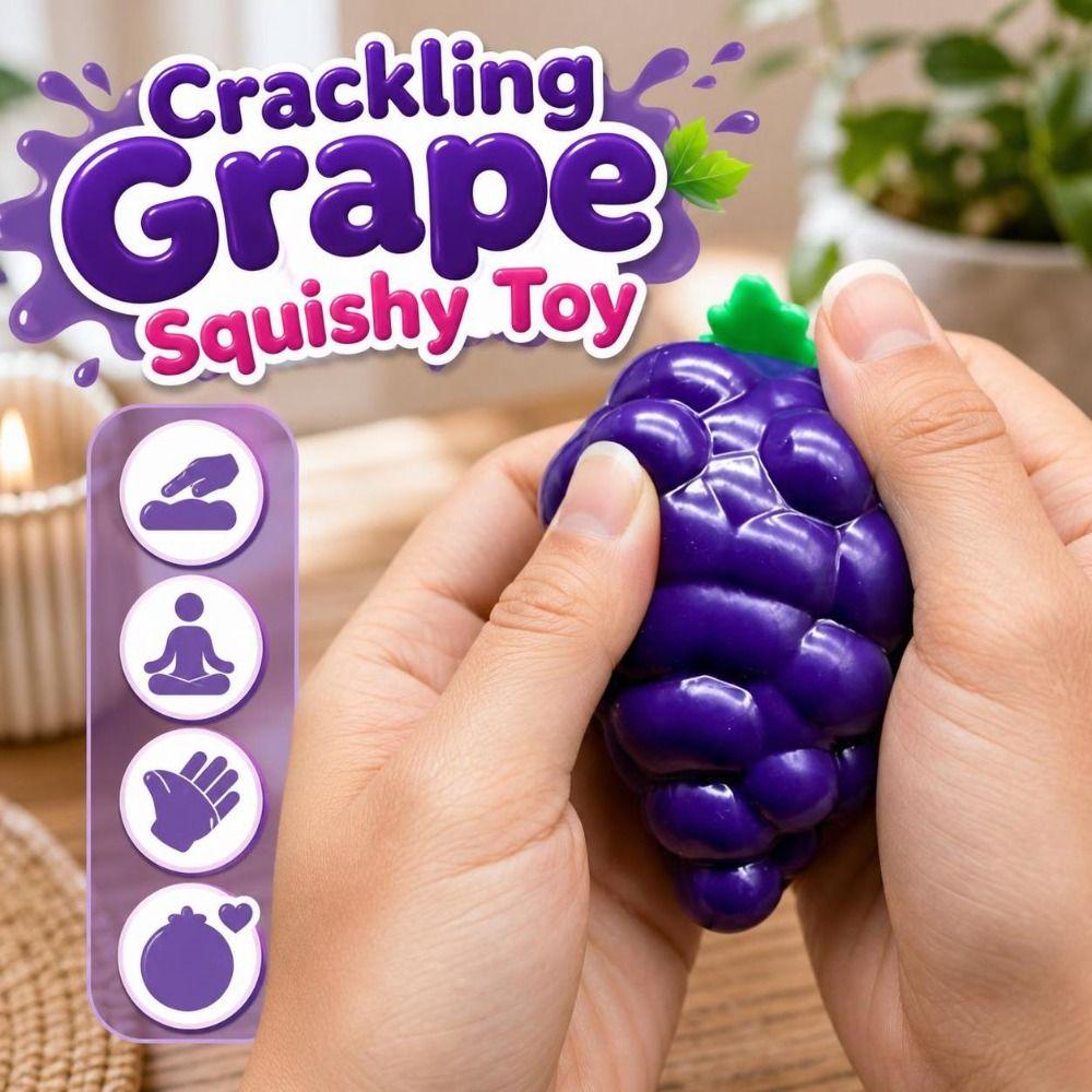 Crunchy Crackling Grape Squishy Toy Soft TPR Fidget Toy Novelty Grape Stress Ball Home Decoration