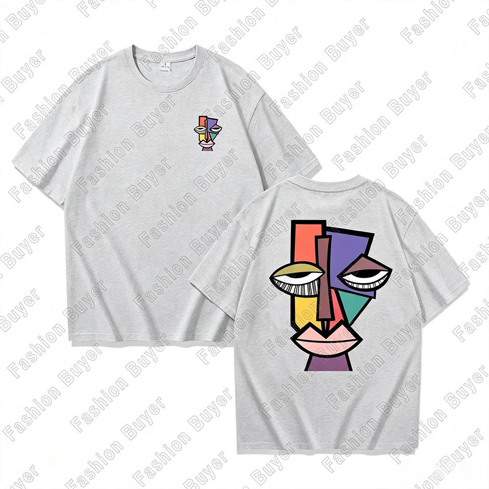 Geometric Abstractionists Print TShirt Unisex Crew Neck Shortsleeved Retro Street YK Hip Hop Casual Fashion Tops Clothing
