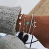 Boho Round Marble Charm Bracelet Set For Women Geometric Black String Rope Chain Bangle Female Bohemian Jewelry Gift