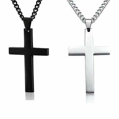 Fashion Stainless Steel Cross Pendant Necklace For Women Men Link Chain Charm Necklace Cool Boys Girls Punk Hip Hop  Gift