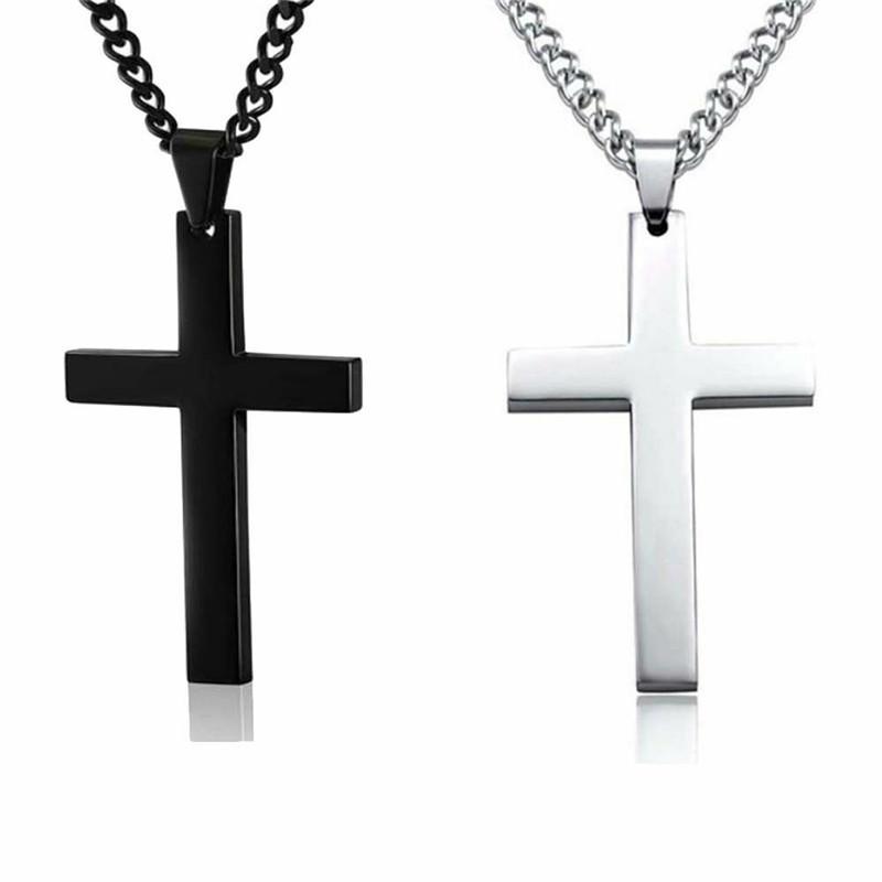 Classic Stainless Steel Cross Pendant Necklace For Women Men Link Chain Charm Necklace Cool Boys Girls Punk Hip Hop Jewelry Gift