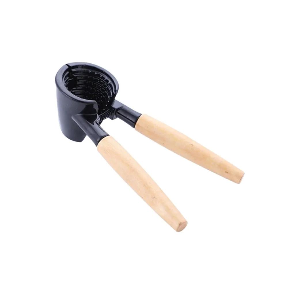 Household Wood Handle Heavy Duty Nutcracker Spring Design Manual Walnut Clip Effort-saving Non-Slip Walnut Opener Pecan