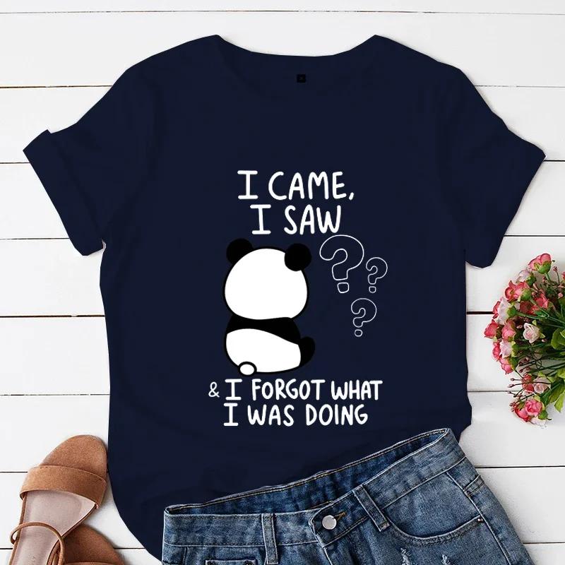 Unisex WoUnisex Tshirt Panda Lovely Trend Fashion Shirt Panda I Came I Saw Cartoon Female Graphic Top Tee T-Shirts Sarcastic Tshirts Y2k