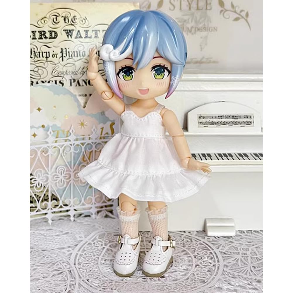 rakulifey Obitsu 11 Outfit, OB11 Size Dress, 11cm Obitsu Doll Dress, 5 Colors (White)