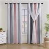 Double Layer Gradient Rainbow Blackout Curtains with Star Cutouts for Kids Room Bedroom Living Room Decor