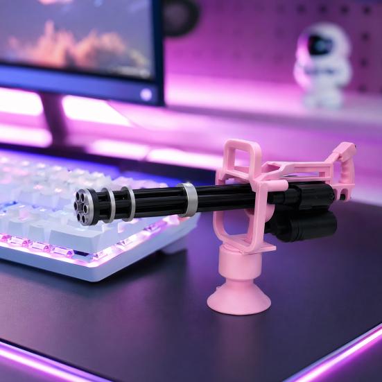 3D Printed Gatling Gun-shaped Figurine, Rotating Desktop Toy, Military Style Desk Decor, Funny Stress Relief Fidget Toy for Adults and Kids, Creative