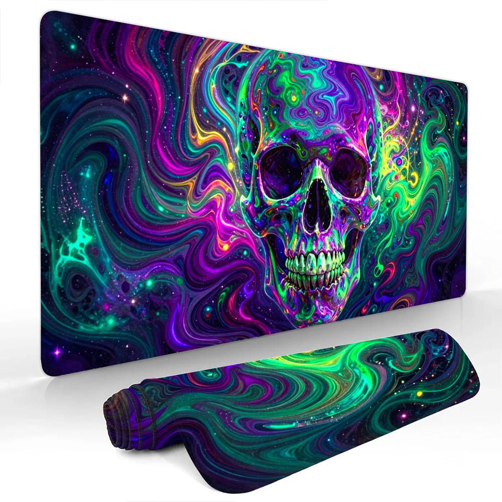 Neon Colorful Skull Mouse Pad Large Computer Office Game Table Mats Rubber Antislip Xxl Mouse Mat Hdp Long Desk Pads Mauspad