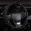 Women Fashion Black Velvet Bling Steering Wheel Cover with Black Diamonds, 15 Inch Standard Glitter Rhinestone Car Wheel Cover Sparkling, Full