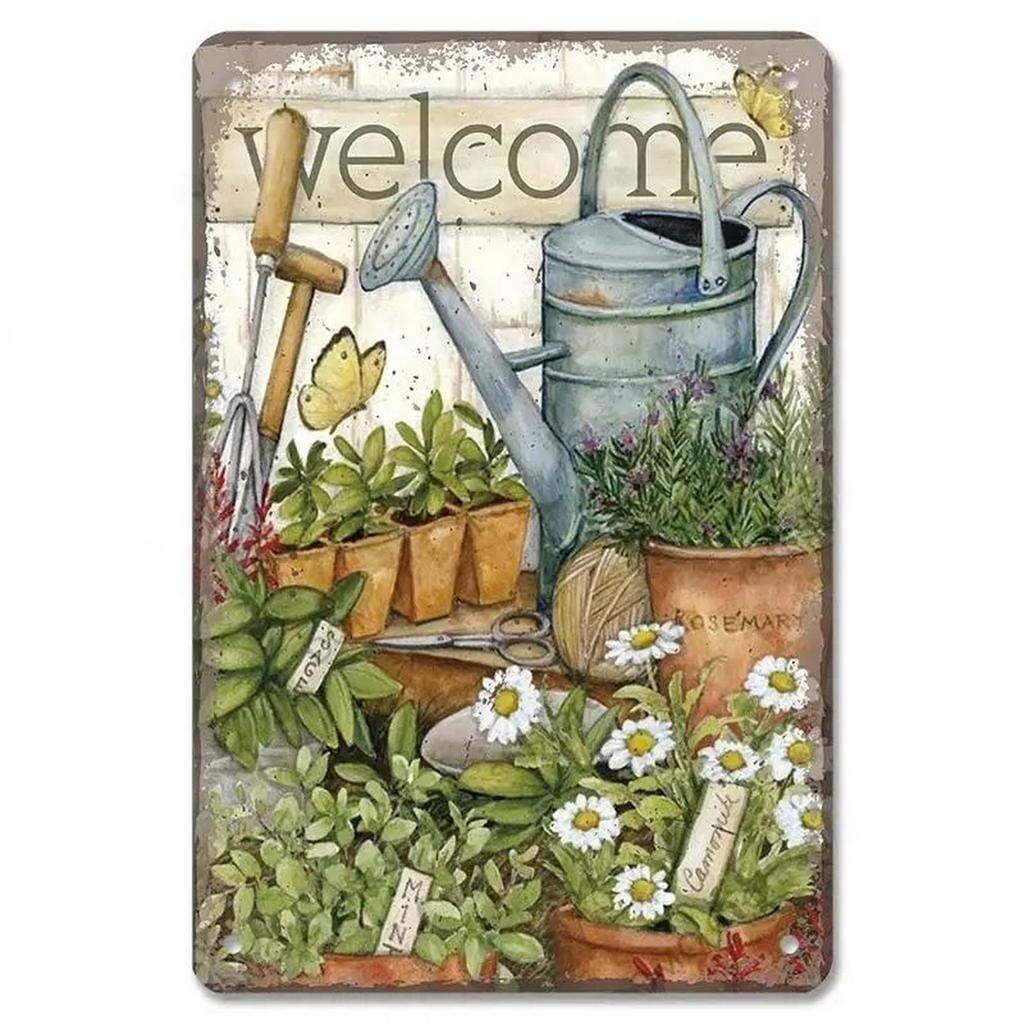 Welcome Metal Tin Signs Plaque Wall Decoration Vintage Art Posters Iron Painting for Man Cave Home Cafe Garden Garage Club Bar