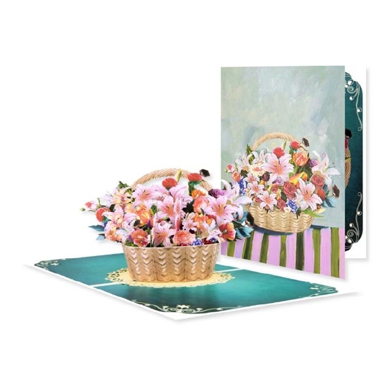 3D Greeting Card with Color Butterfly/Flower Busket Theme Optional for Birthdays, Anniversaries, and Holidays