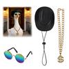 3 Pcs Hip Hop Porch Goose Outfits 80s 90s Hat Glasses Necklace Set for 23" Goose Statue Outdoor Decoration for Garden Yard Patio