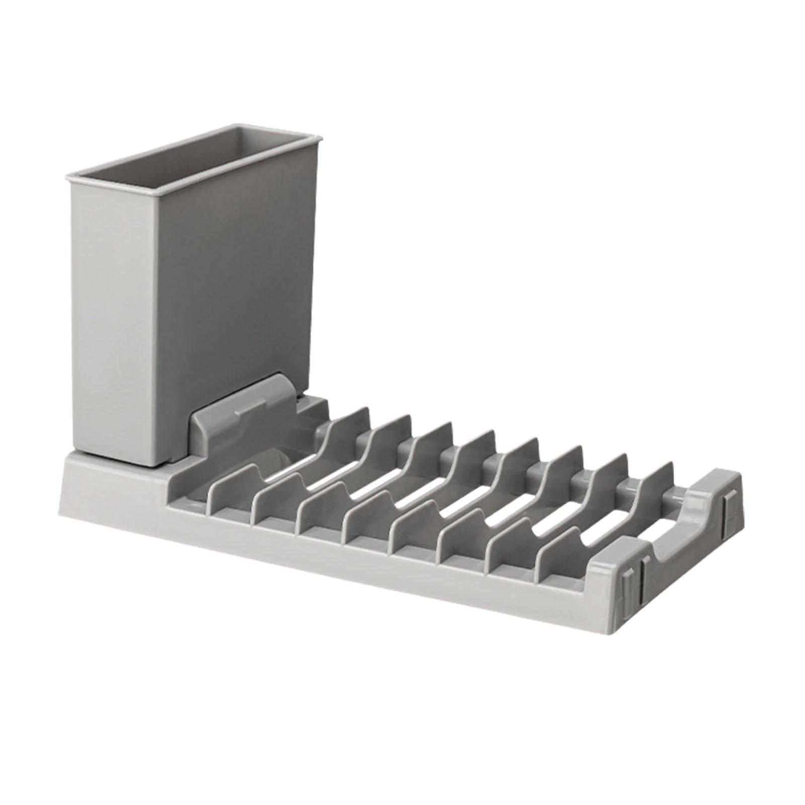 

Подставка для сушки посуды, держатель для кухонных принадлежностей, экономящая место раковина, кухонный декор, многофункциональный поддон для сушки посуды для домашней кухонной стойки серый