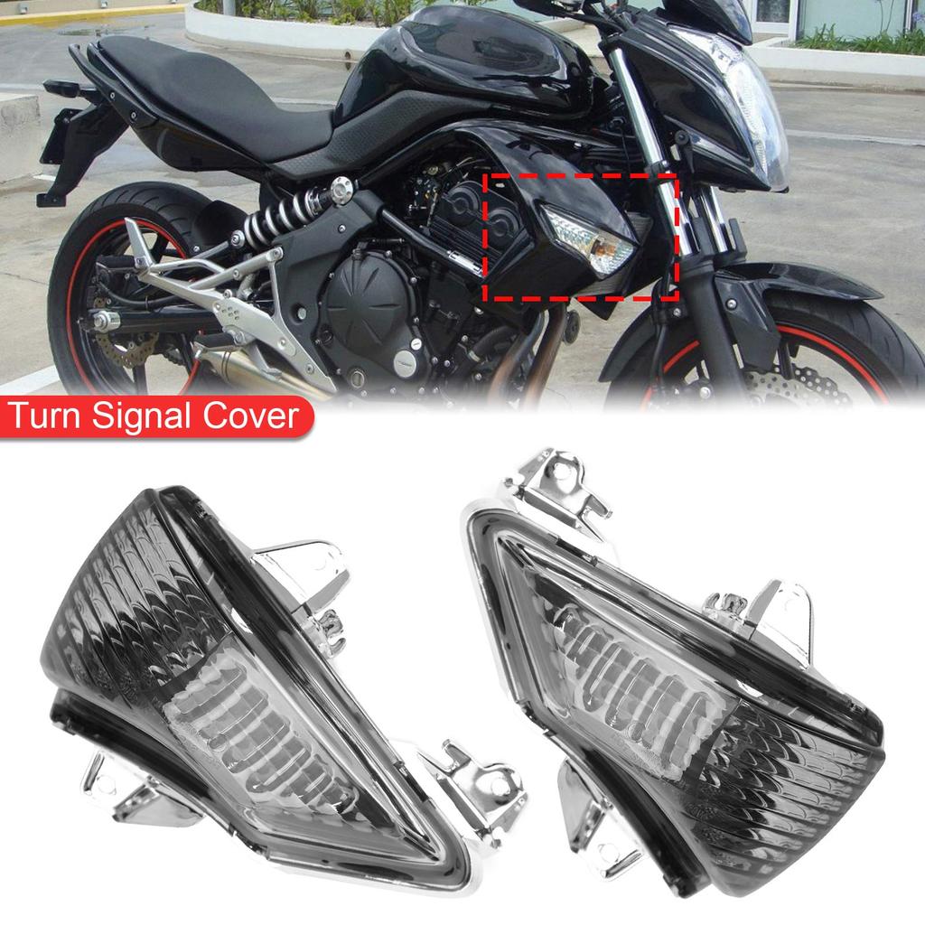 Front Turn Signals Cover For Kawasaki ER-6N EX650 Ninja 650 400R EX400 Smoke