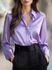 European and American temperament commuter long-sleeved shirt women's autumn POLO collar polyester cardigan