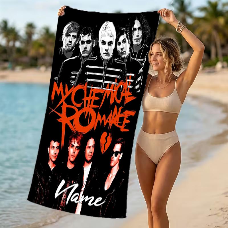 Customizable personalized beach towels My Chemical Romance themed designs.Suitable for the beach, yoga, sports;ideal as beach accessories