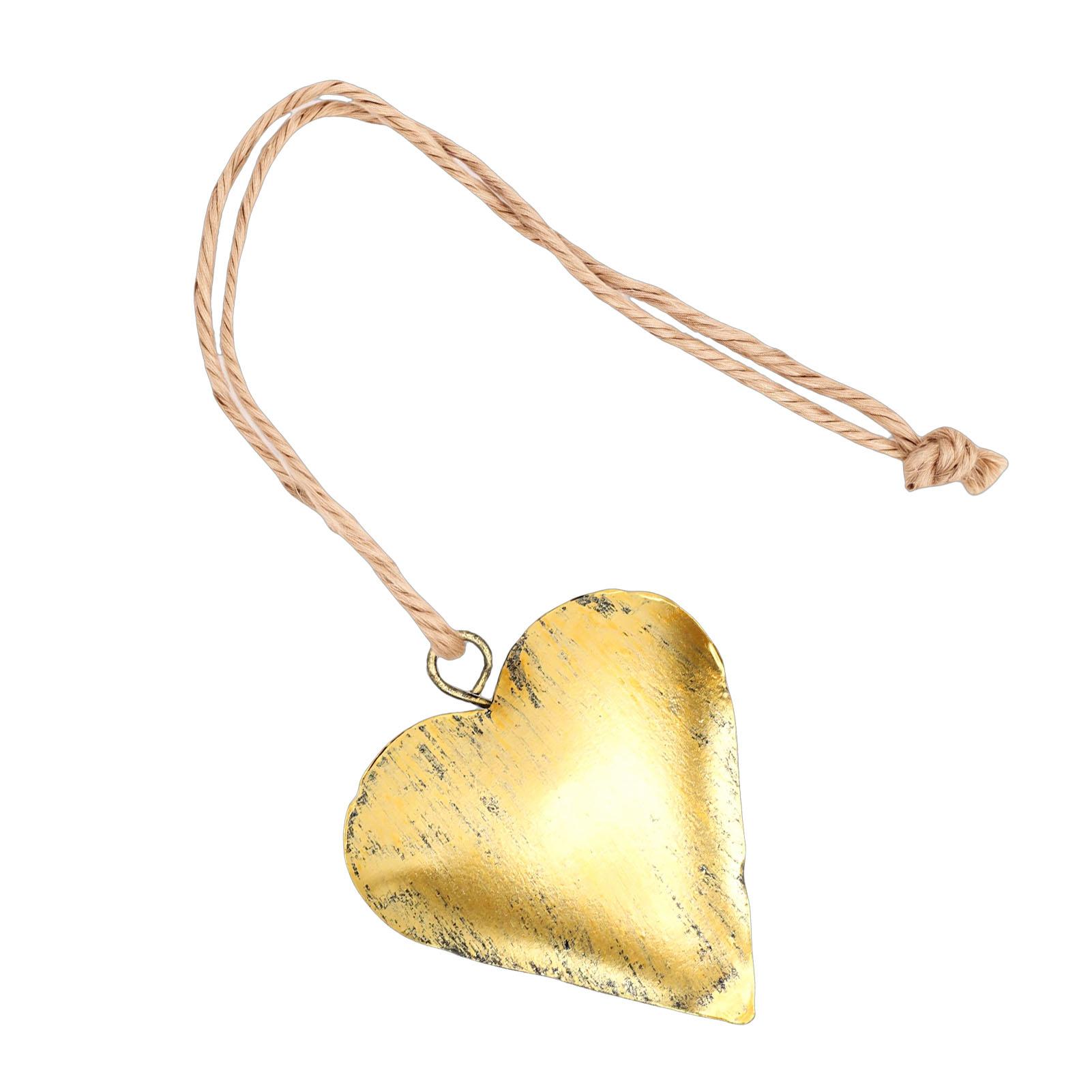 Heart Shaped Hanging   with Jute Rope Vintage Brass Love   for Home Garden Decoration