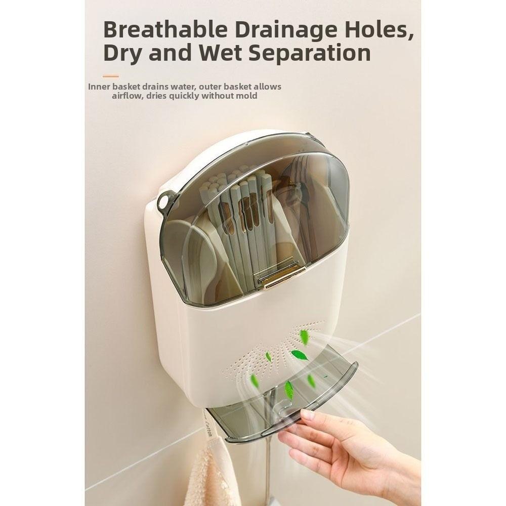 Dustproof Chopstick Holder No Drill Chopstick Container Kitchen Storage Box Chopstick Rack Kitchen