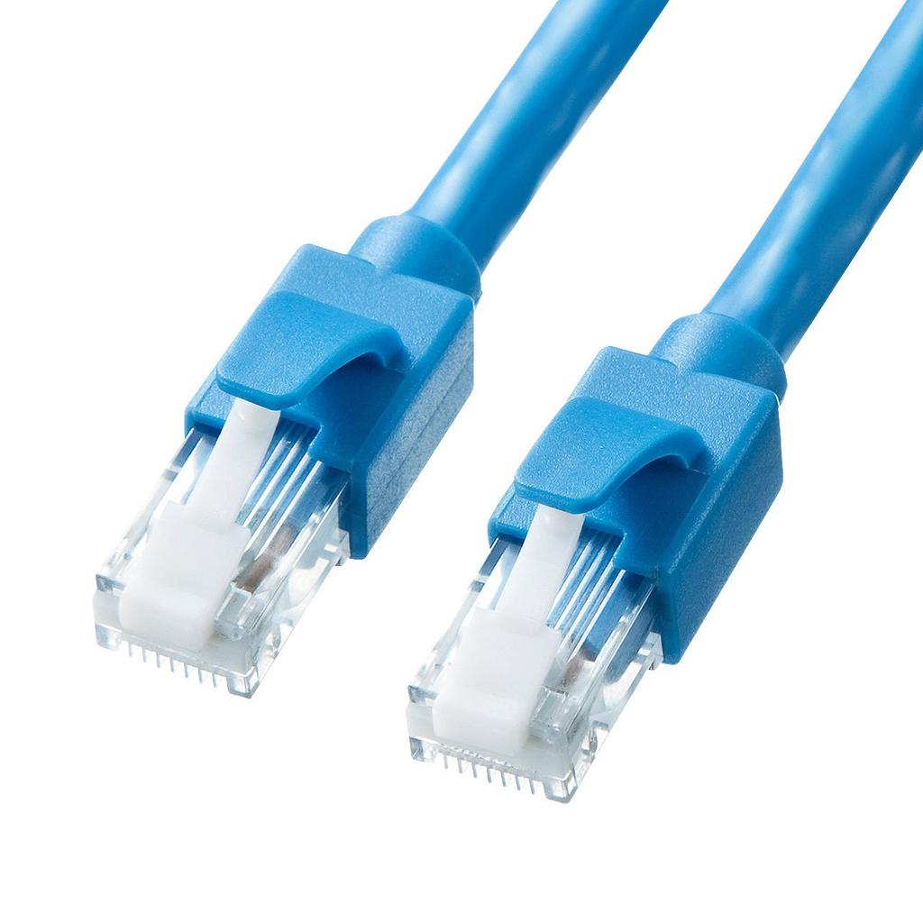 Sanwa Supply CAT6A LAN Cable (20m) 10Gbps/500MHz RJ45 with Anti-Slip Tabs, Blue, KB-T6ATS-20BL