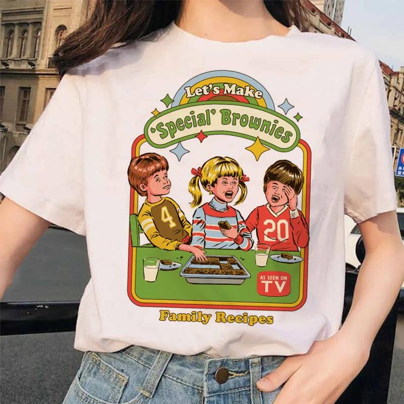 Pojďme vyvolávat démony Estetické tričko Dámské Letní Ležérní Harajuku Kreslený potisk Satan Krátký rukáv Topy Camiseta Mujer