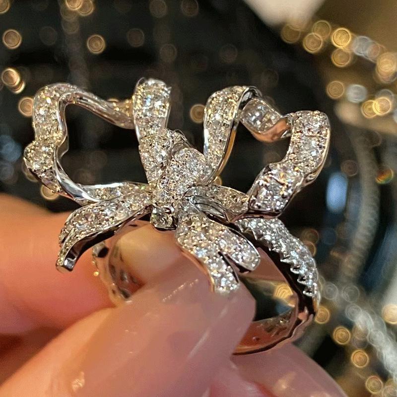 Bow Ring Women'S Opening High Sense Light Luxury Small Fresh Ring